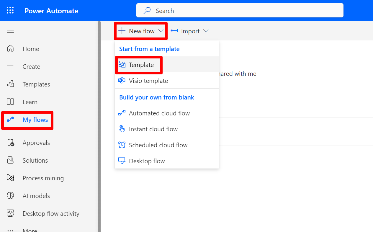 Creating a Basic Flow using template